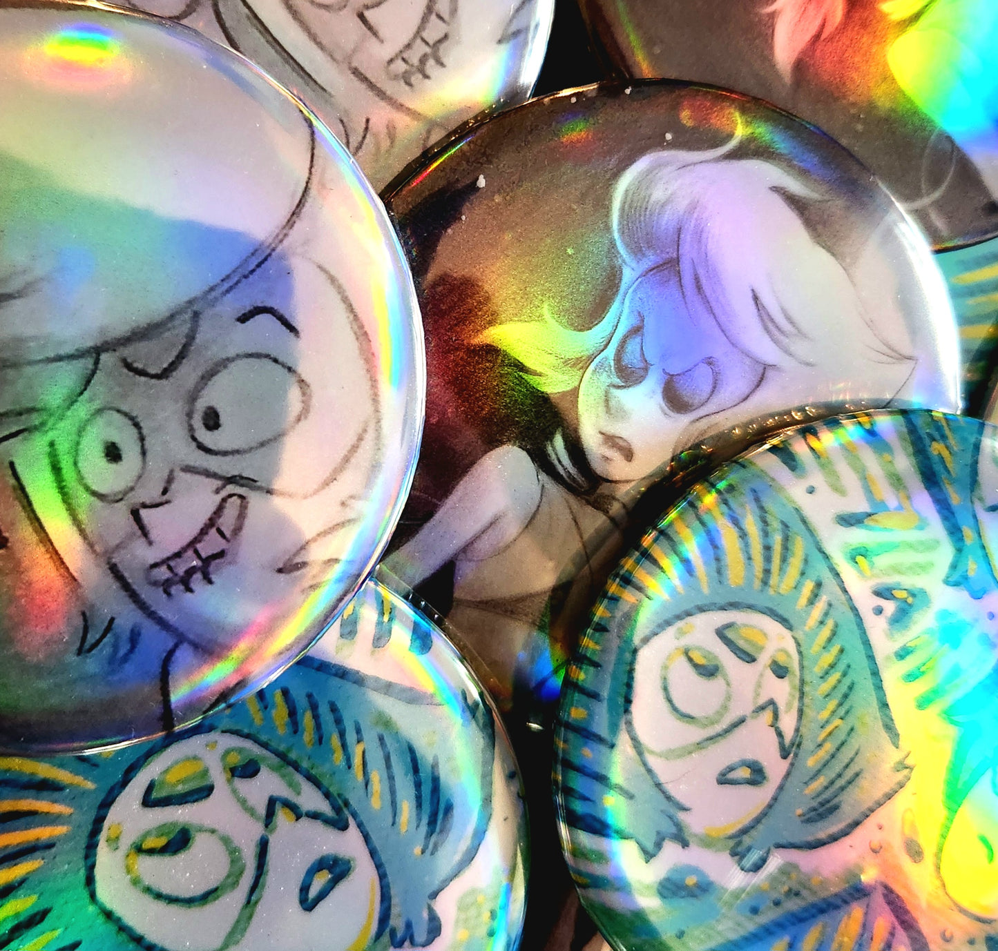 BUTTONS & MIRRORS: 3-inch "Lapis & Peridot" 3-Button Set!