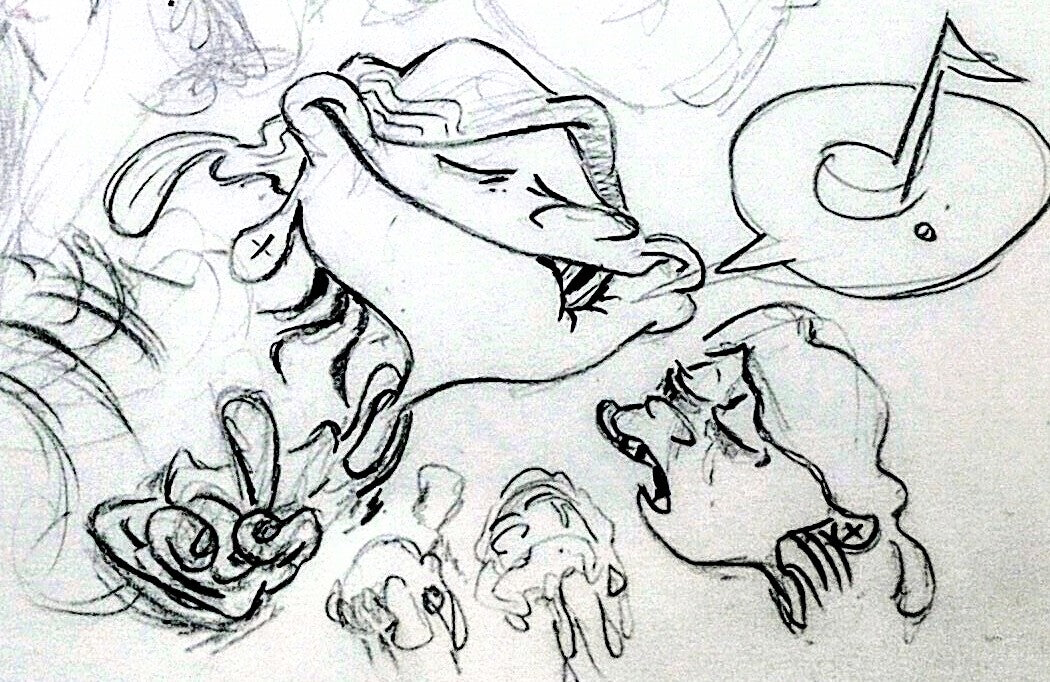 EEnE "Whistling While You Grieve" Sketchbook Drawing page by Raven Molisee