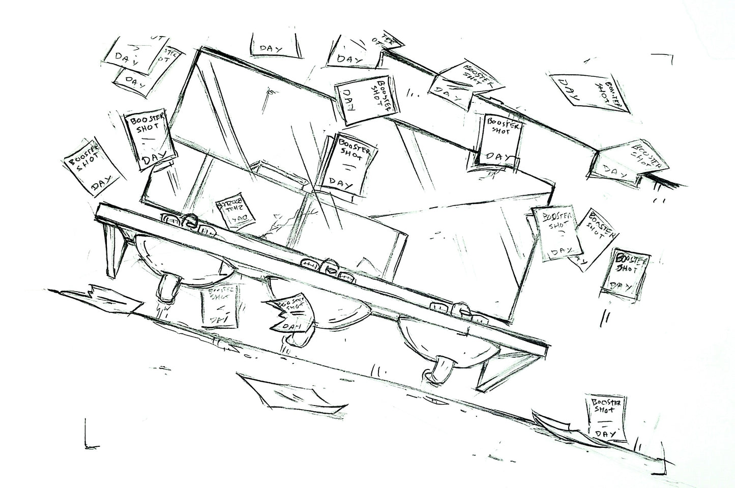 EEnE "Nightmare Bathroom" This Won't Hurt An Ed - Storyboard BG Drawing by Raven Molisee