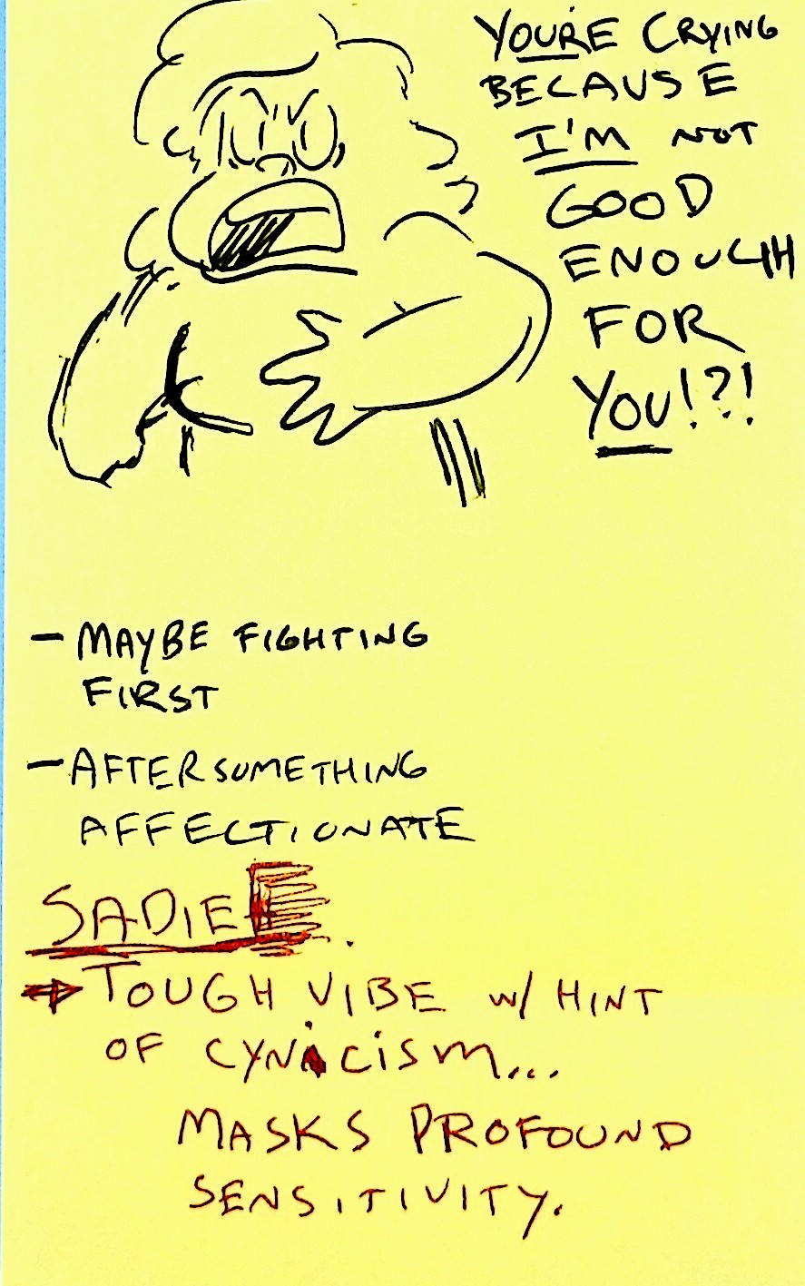 SU "Sadie Rage" Joking Victim Writing & Sketch by Raven Molisee