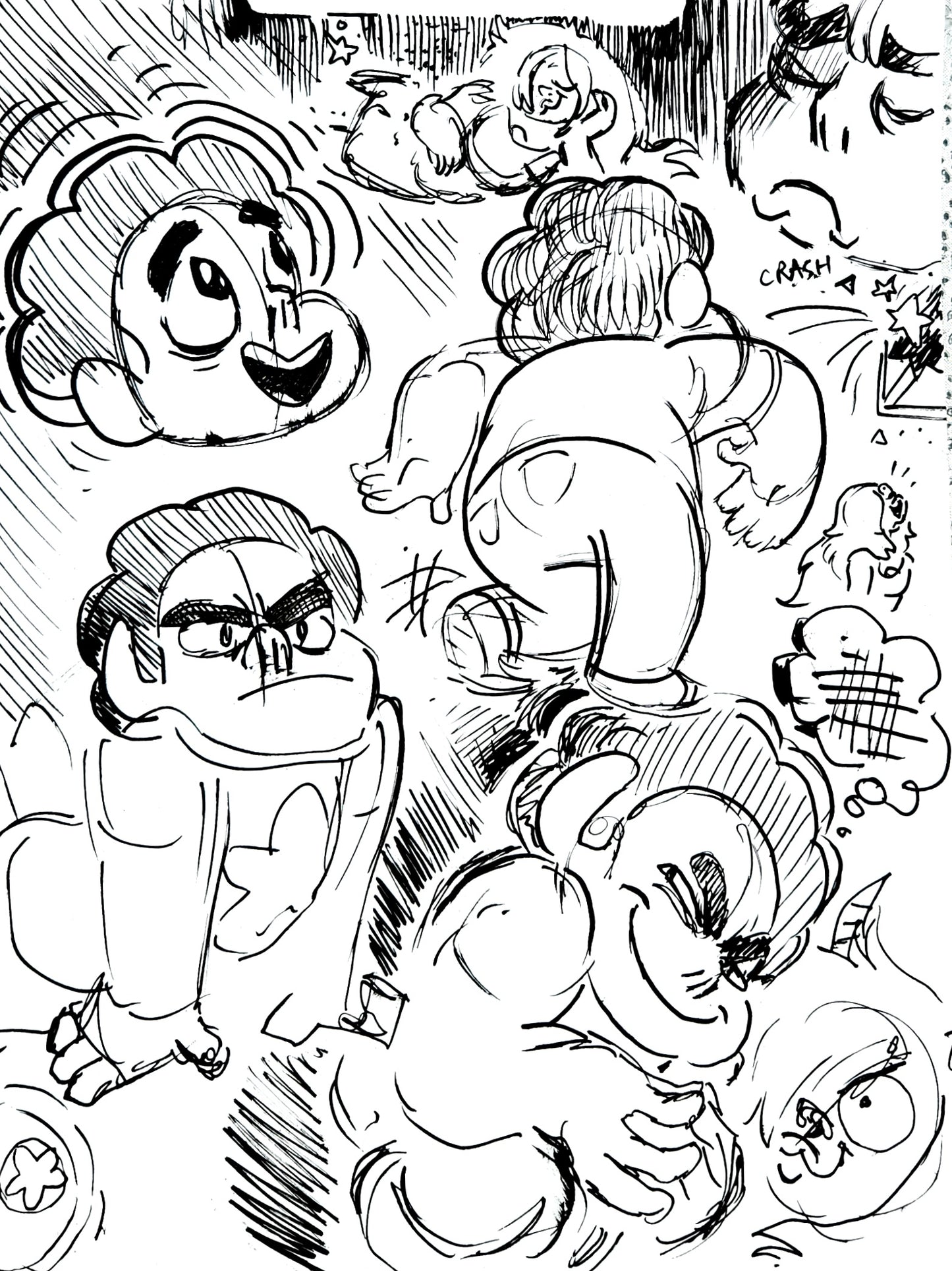 SU "Trouble Makers" Amethyst & Steven Sketches