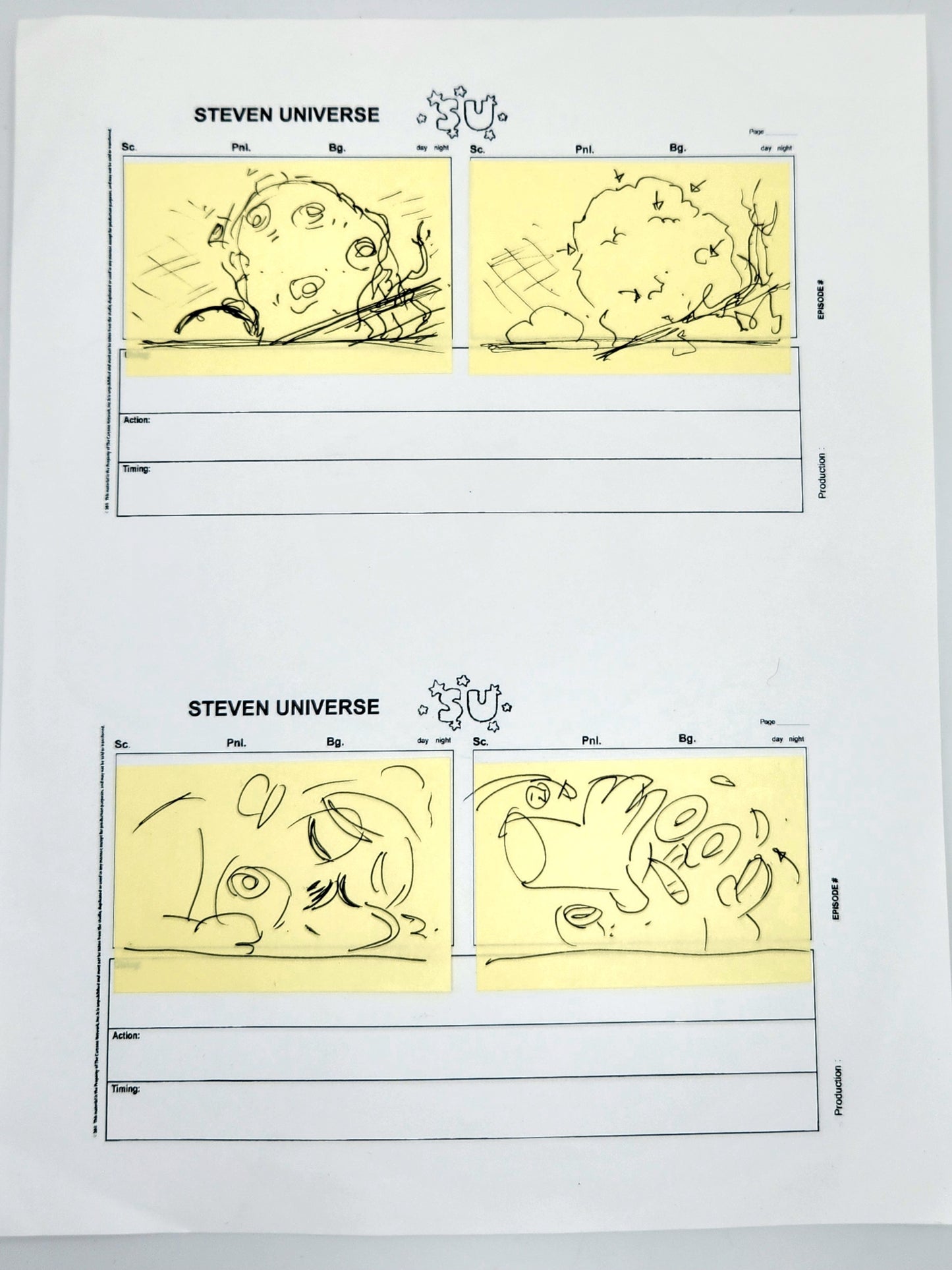 SU "Face Grab" Storyboard Thumbnail page by Raven Molisee