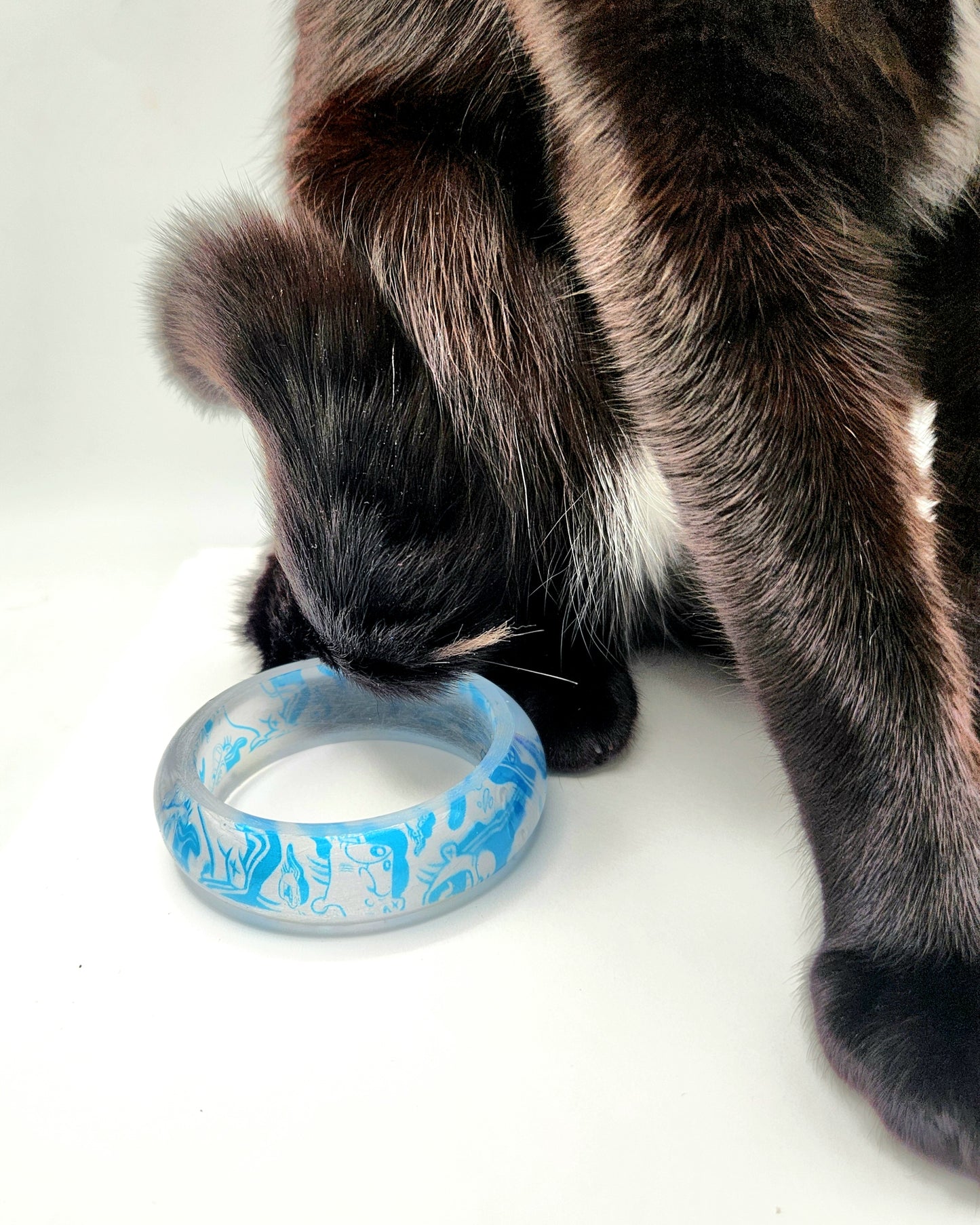 EEnE Blue Frosted "Inverted Dees" Bangle Bracelet