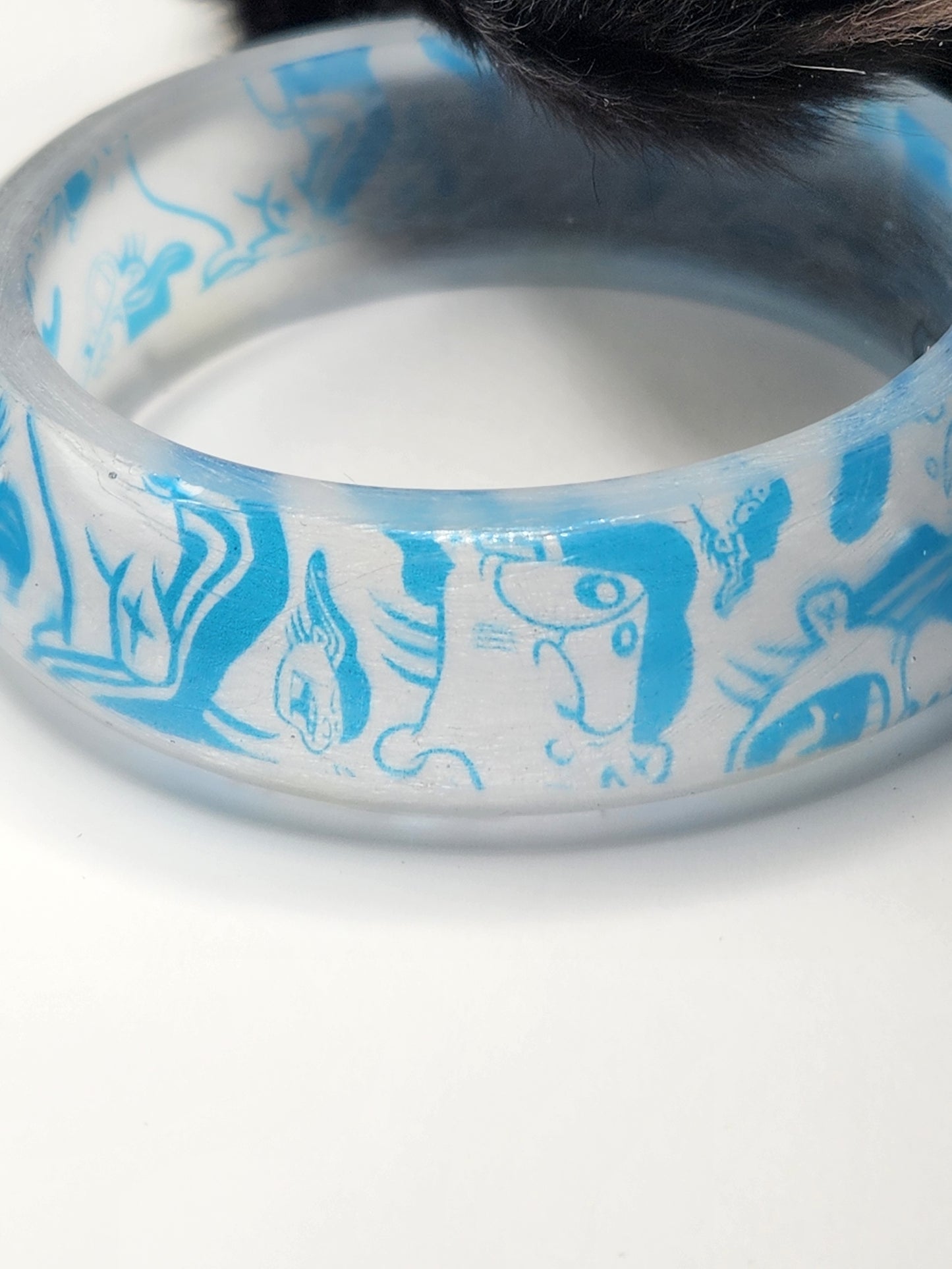 EEnE Blue Frosted "Inverted Dees" Bangle Bracelet
