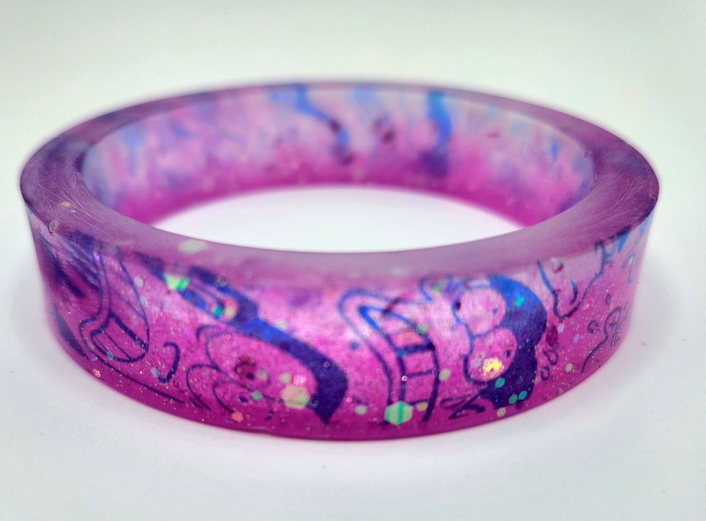 EEnE Pink Frosted "Inverted Dees" Bangle Bracelet