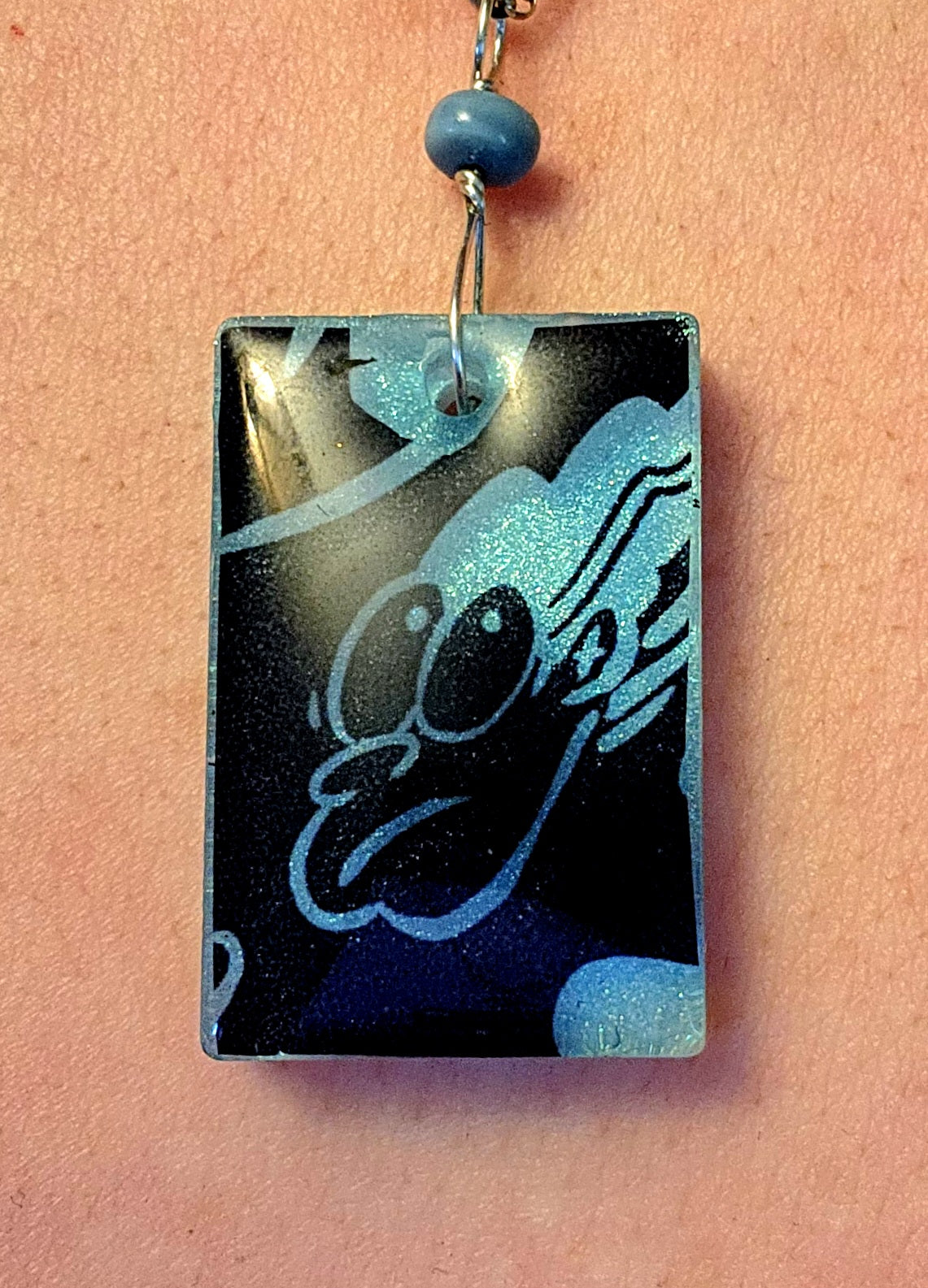 EEnE Ghostly Blue "Inverted Dees" Necklace