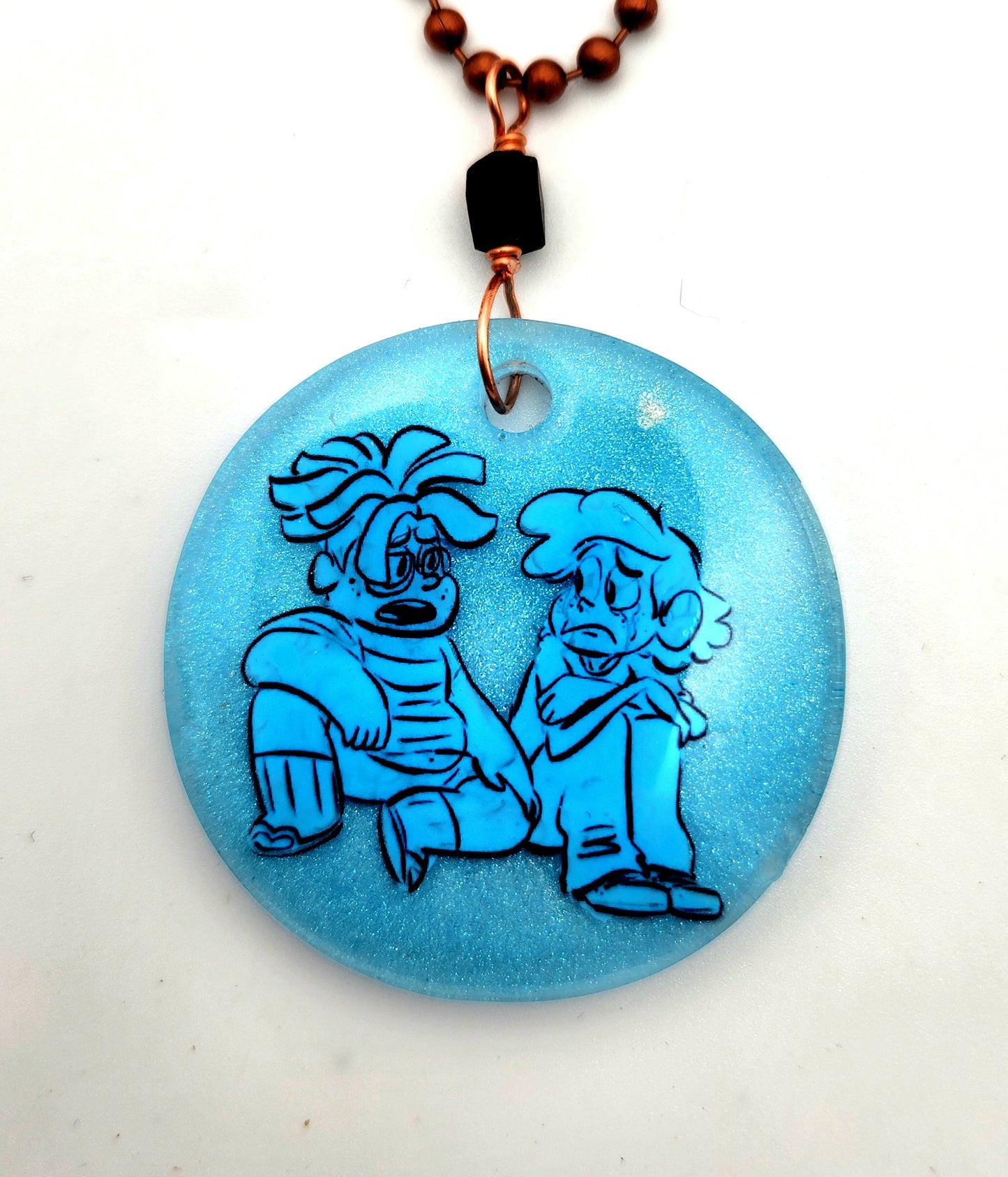 SU "Ghost Boys" Small Round Necklace - Blue
