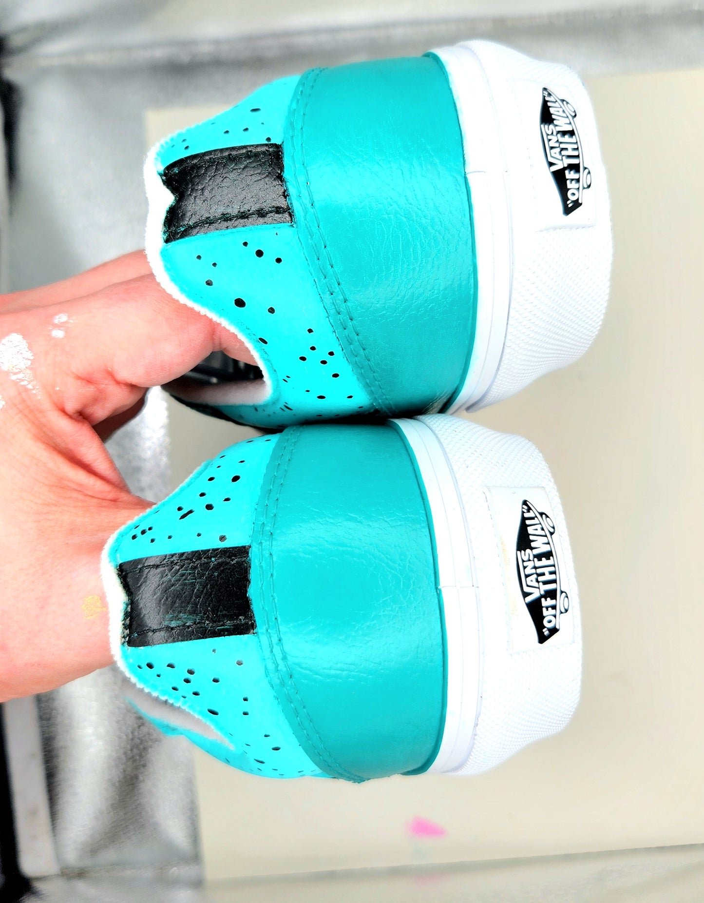 EEnE: Teal "Eds Trio" Vans Women's Seldan Shoes (SIZE 8) - Teal - Hand Painted & Sealed