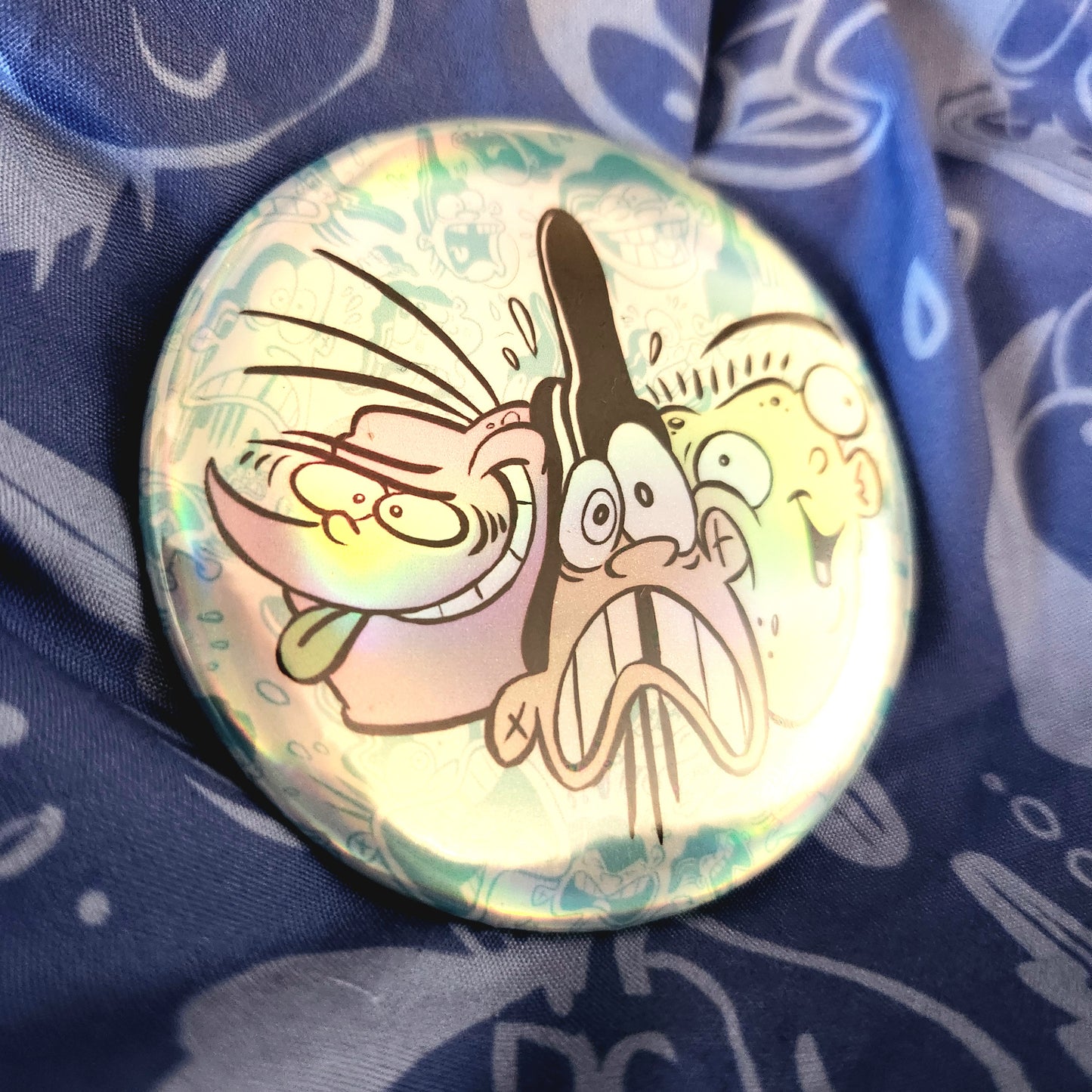 BUTTONS & MIRRORS: 3" "Squished Eds" 3-Button Set!