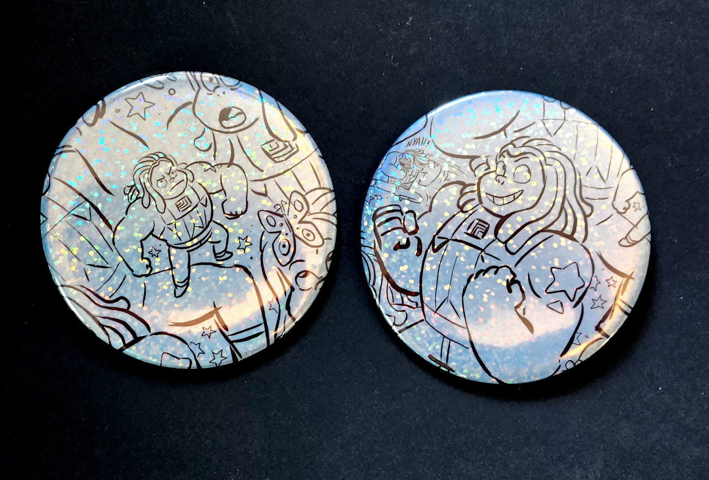 BUTTONS & MIRRORS: 3" "Bismuth" 2-Button Set!