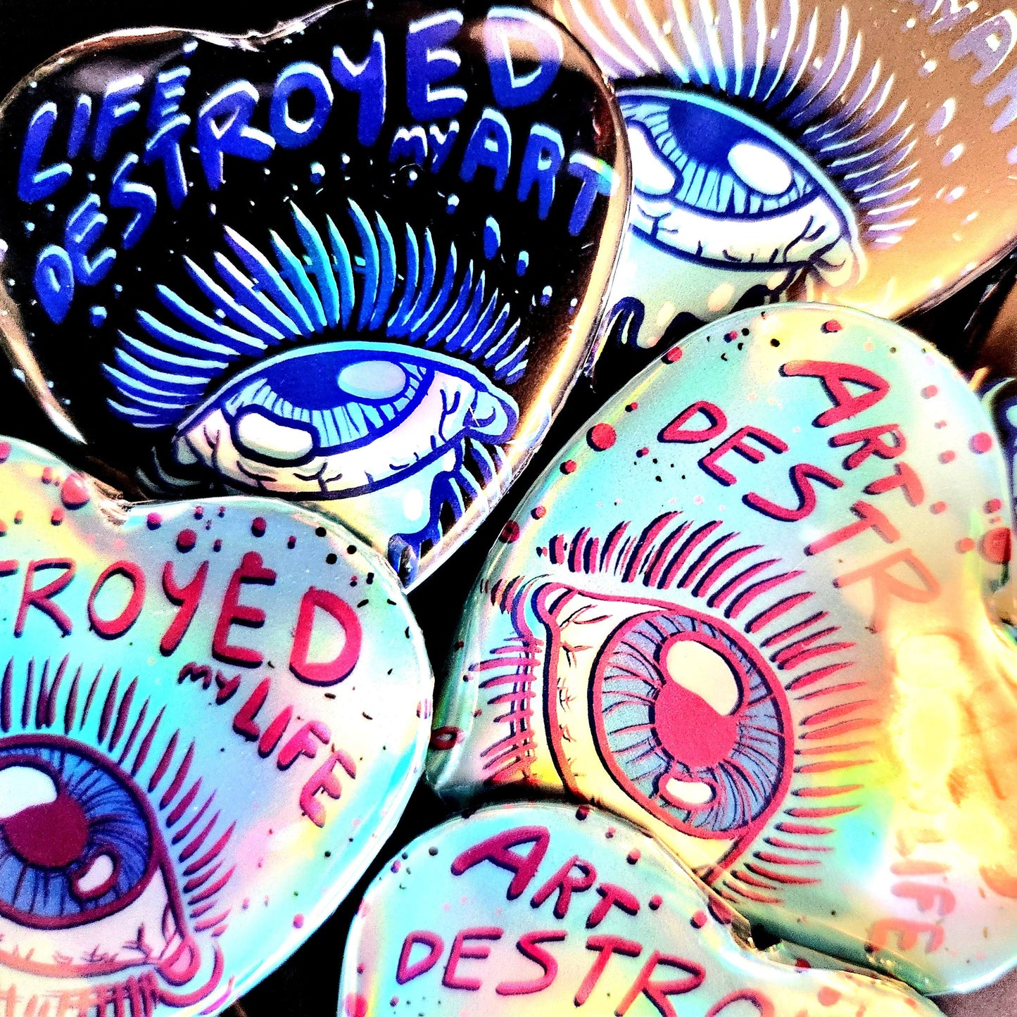 Buttons & Magnets: "Art Destroyed My Life"/"Life Destroyed My Art" Mental Health Pin