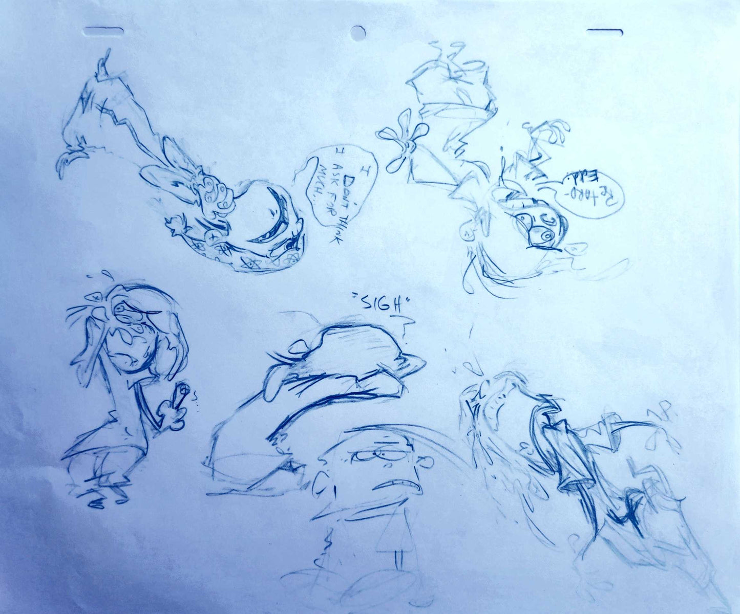 Ed, Edd n Eddy: "Double Dee Studies" Original Blue Pencil Sketch Page by Raven Molisee (OOAK, Signed)