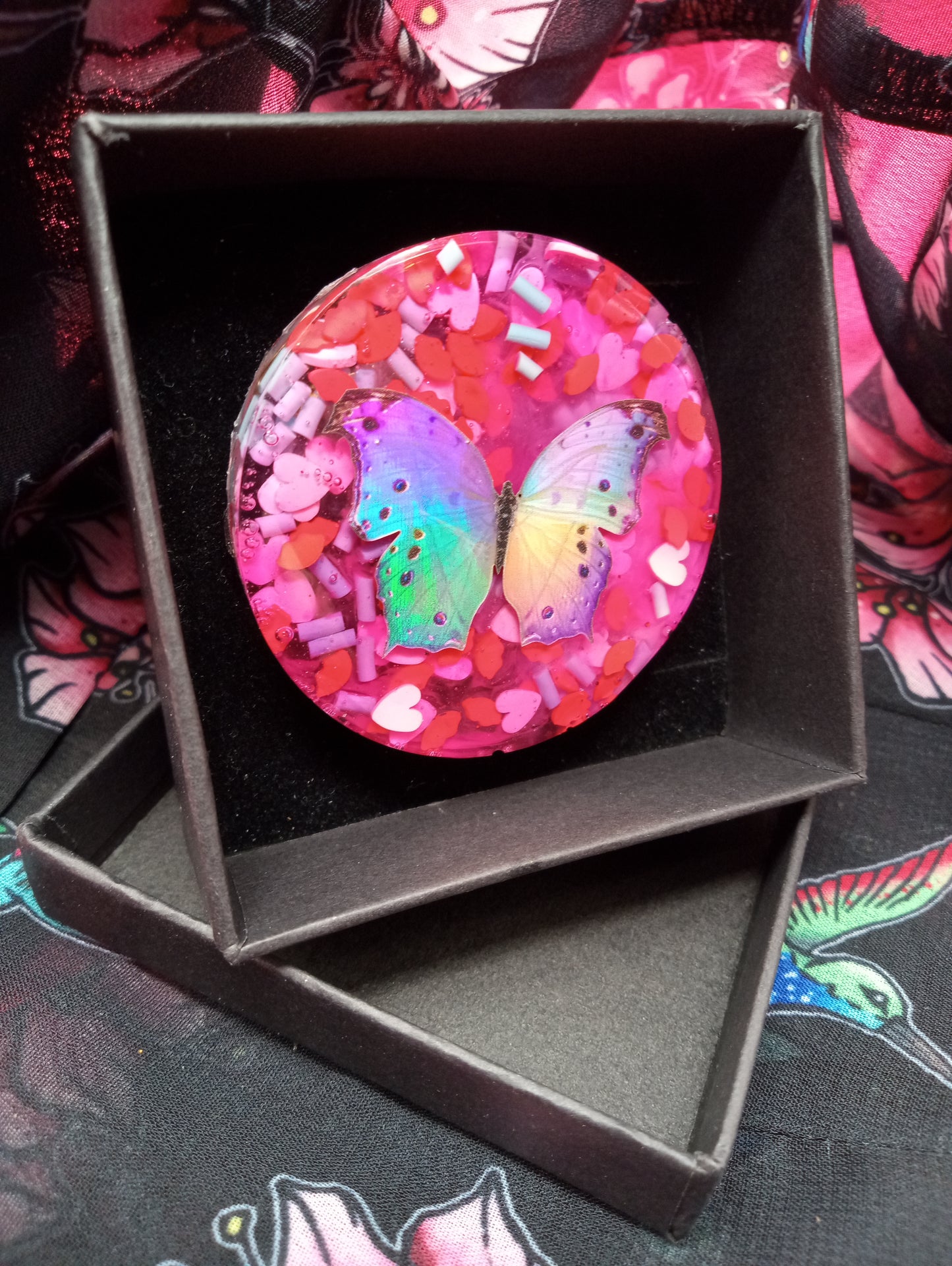 Valentine's Day "Love Bug" Holographic Butterfly Resin Brooch #2