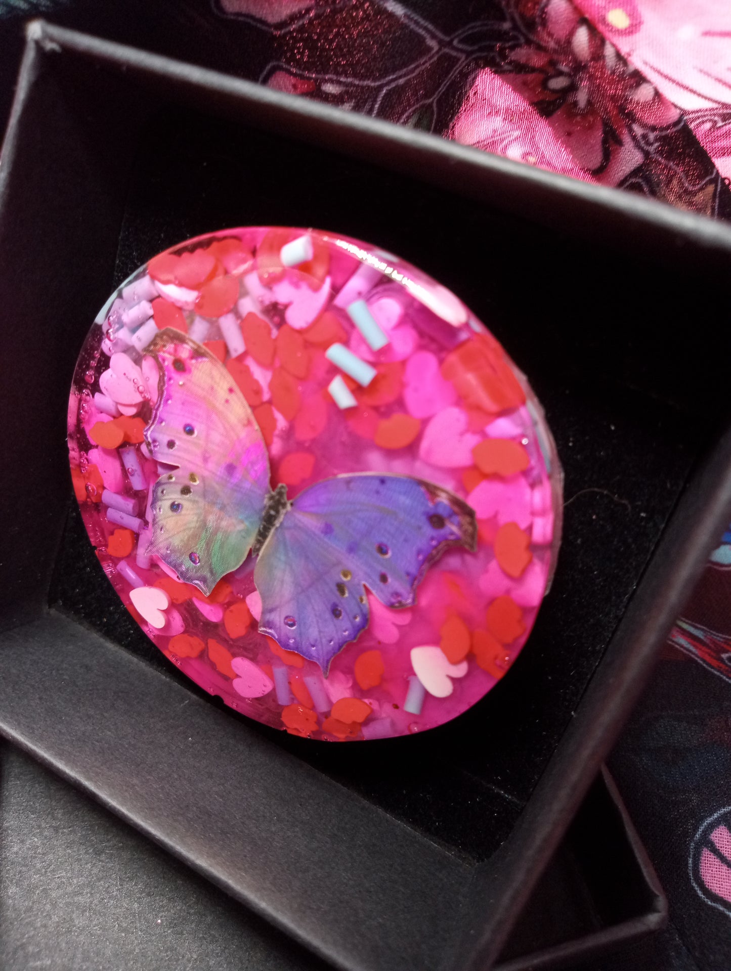 Valentine's Day "Love Bug" Holographic Butterfly Resin Brooch #2
