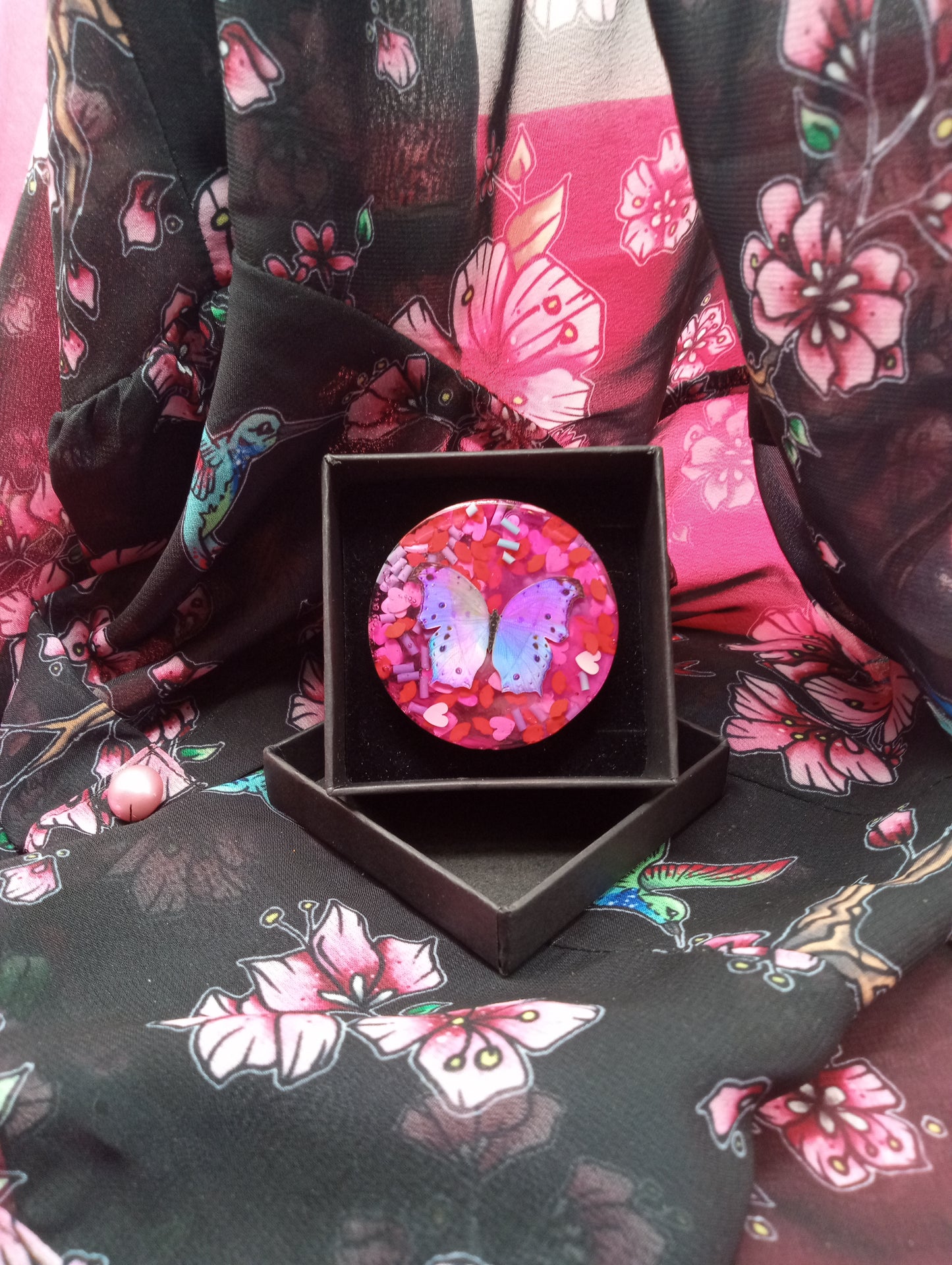 Valentine's Day "Love Bug" Holographic Butterfly Resin Brooch #2