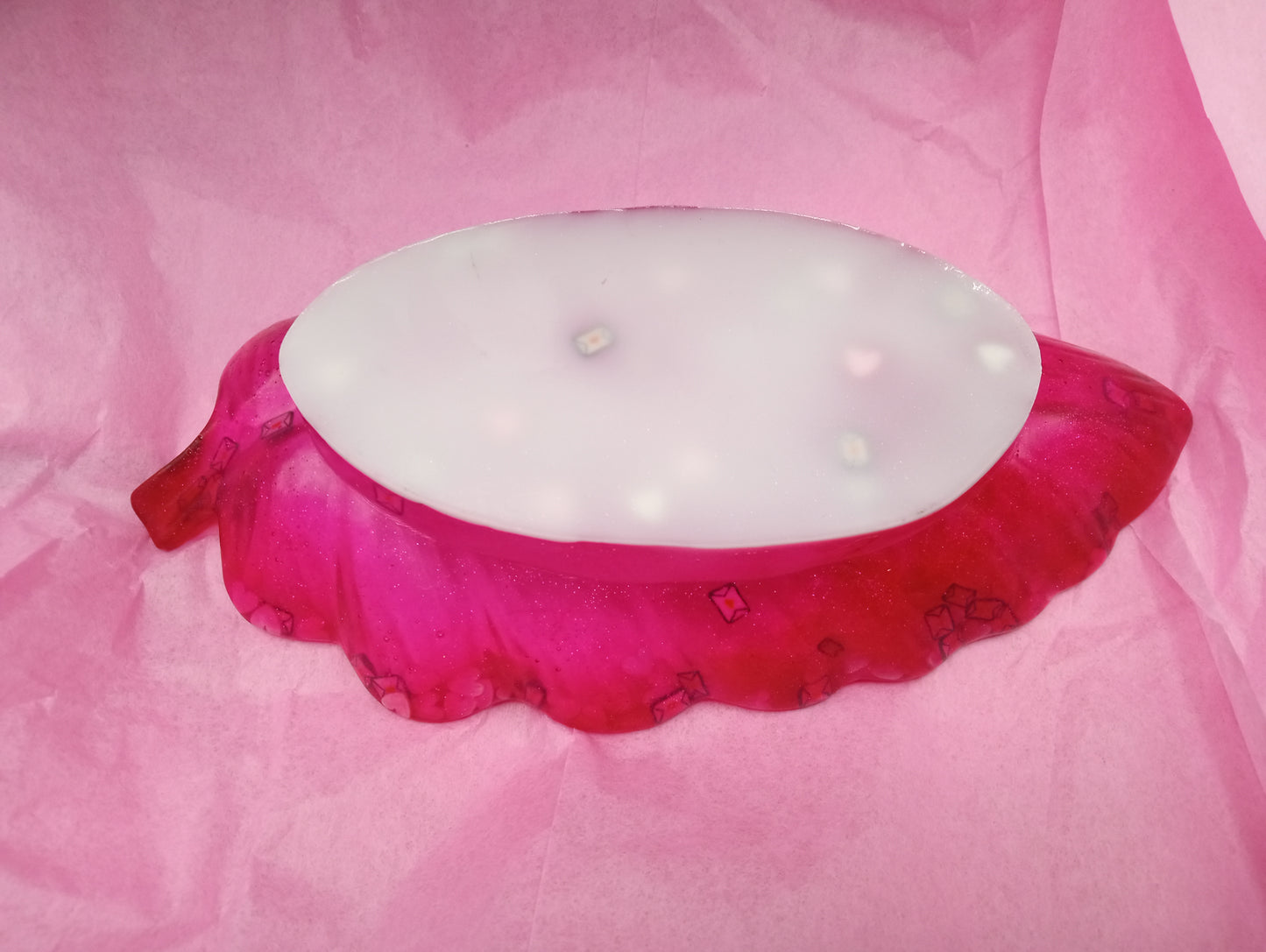 Valentine's Day "Love Bugs" Faux Butterflies - Dark Pink - Resin Leaf Tray