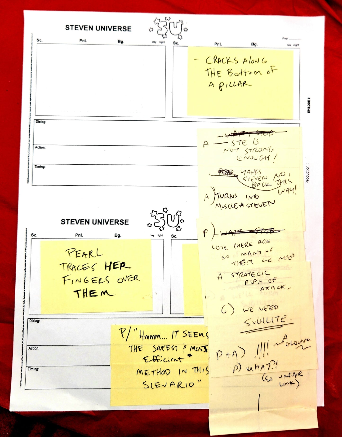 Steven Universe - "Warp Tour" rough storyboards w/Rebecca Notes (16 pages)
