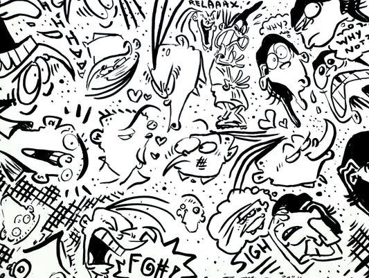 *RESERVED* EEnE "Doodle Eds" Ink Drawing by Raven Molisee