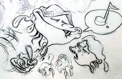 EEnE "Whistling While You Grieve" Sketchbook Drawing page by Raven Molisee