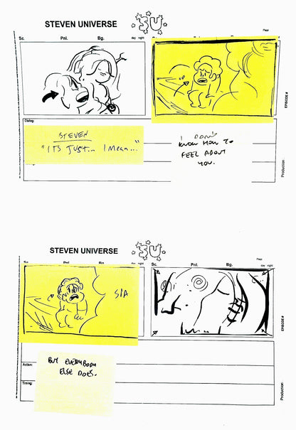 SU "I Don't Know How To Feel About You..." An Indirect Kiss Thumbnail Storyboards by Raven Molisee