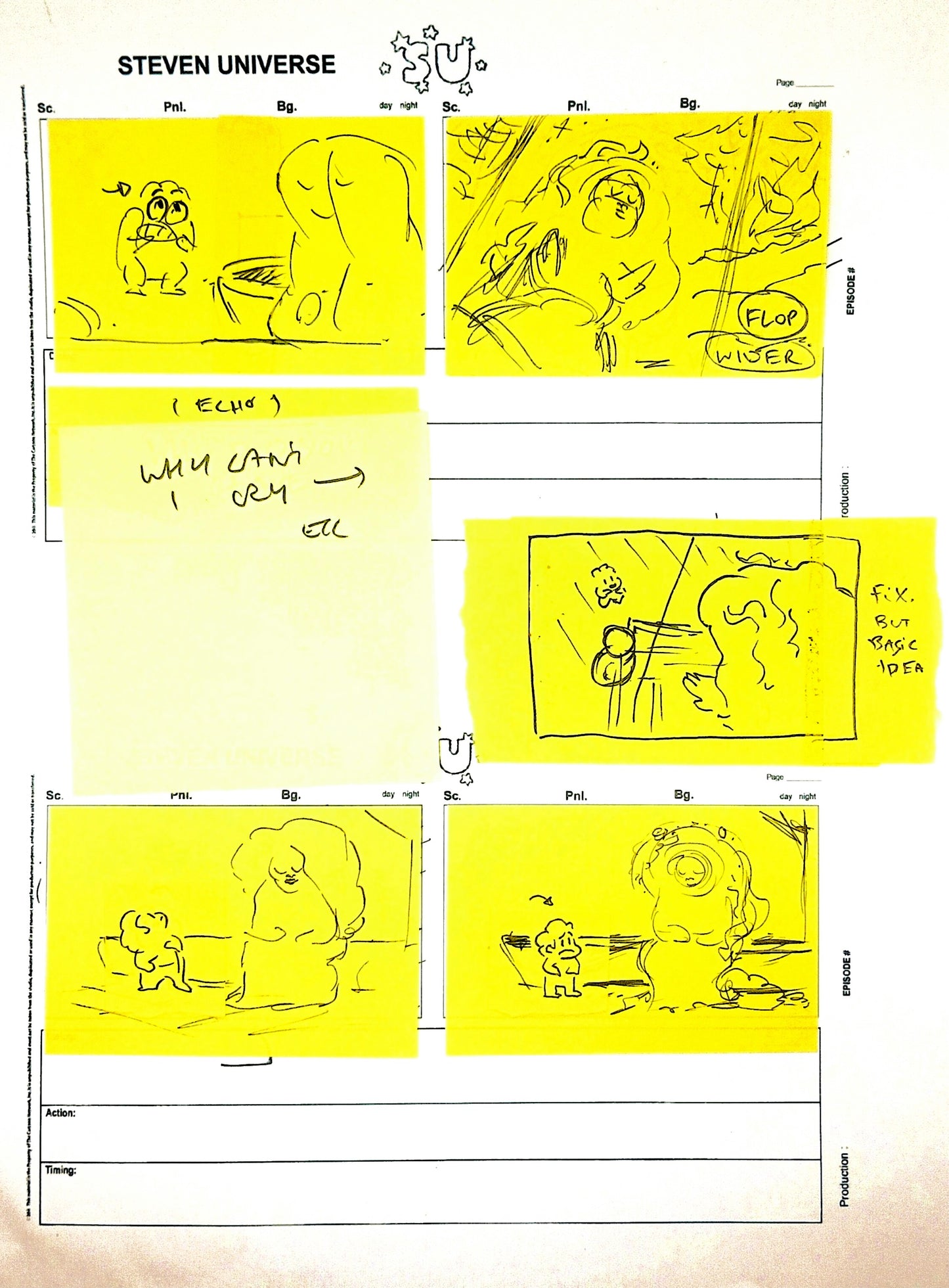 SU 2-Pages "Why Can't I Cry" An Indirect Kiss Thumbnail Storyboards by Raven Molisee