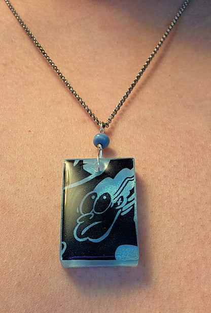 EEnE Ghostly Blue "Inverted Dees" Necklace