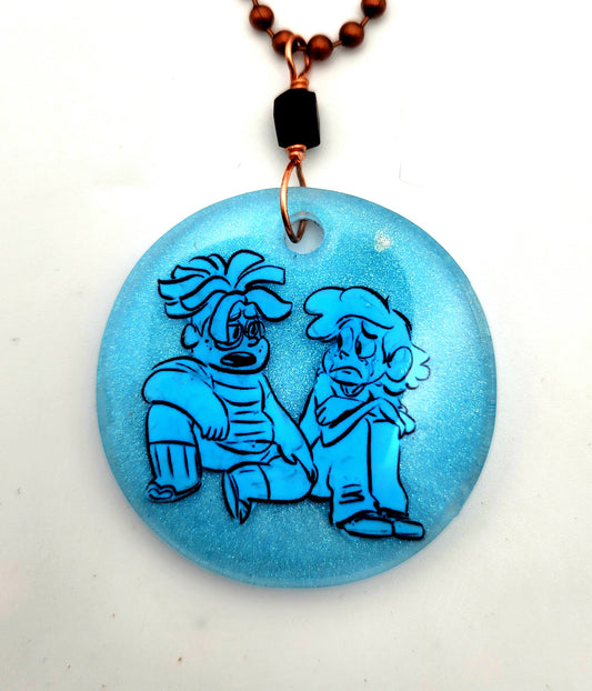 SU "Ghost Boys" Small Round Necklace - Blue