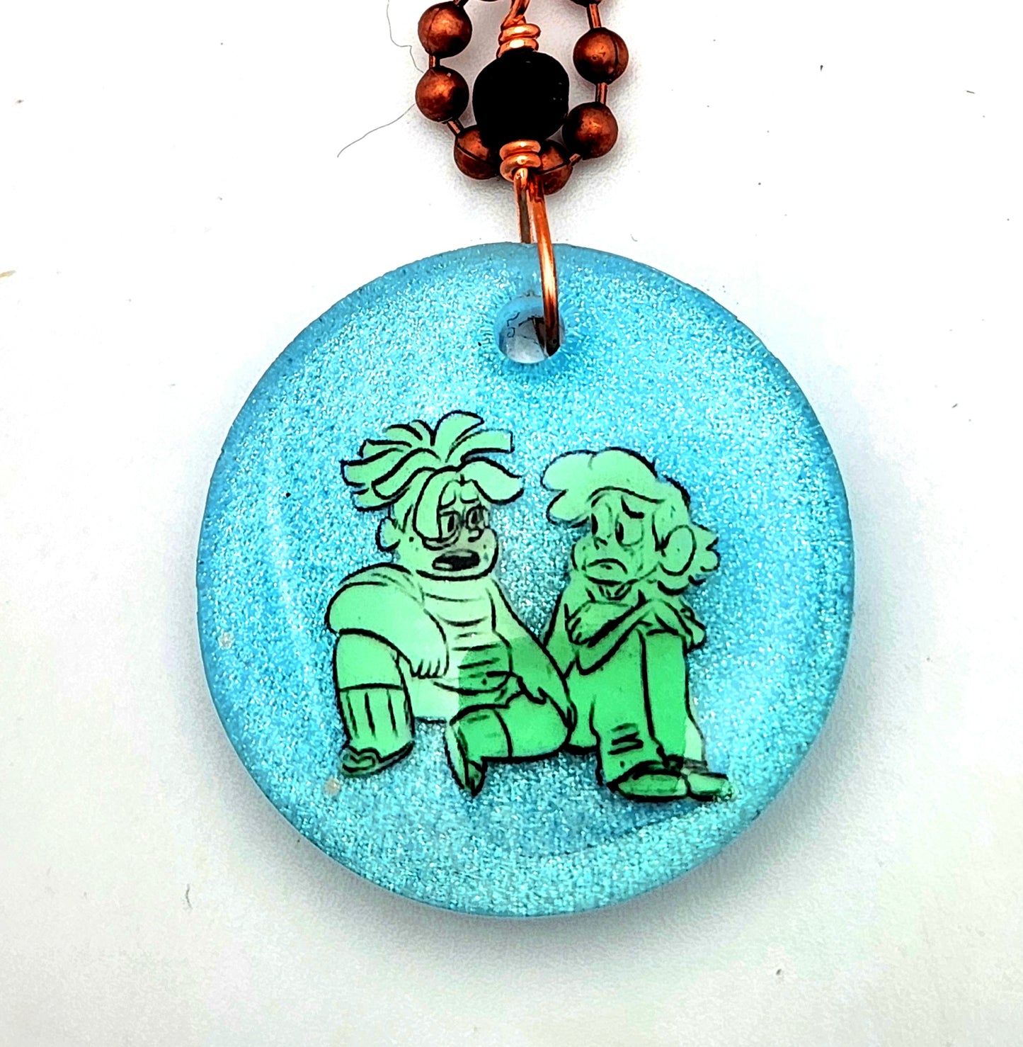 SU "Ghost Boys" Small Round Necklace - Green