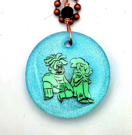 SU "Ghost Boys" Small Round Necklace - Green