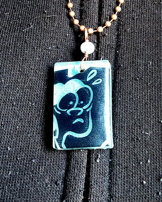 EEnE Ghostly Blue "Inverted Dees" Copper Necklace
