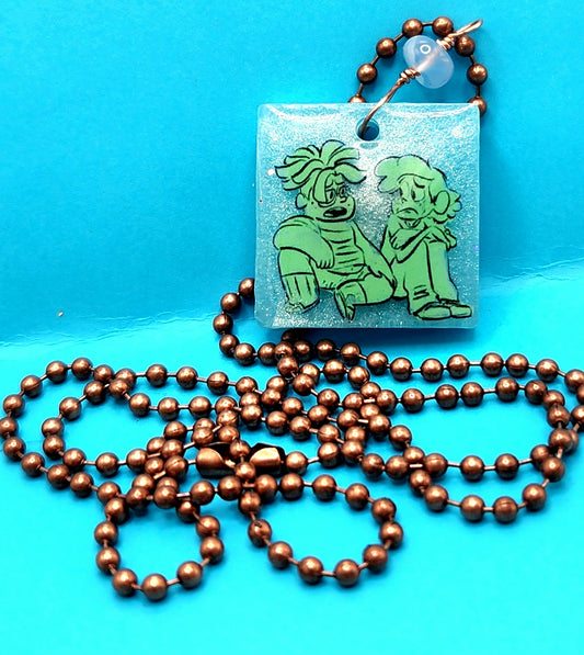 SU "Ghost Boys" Square Necklace - Green