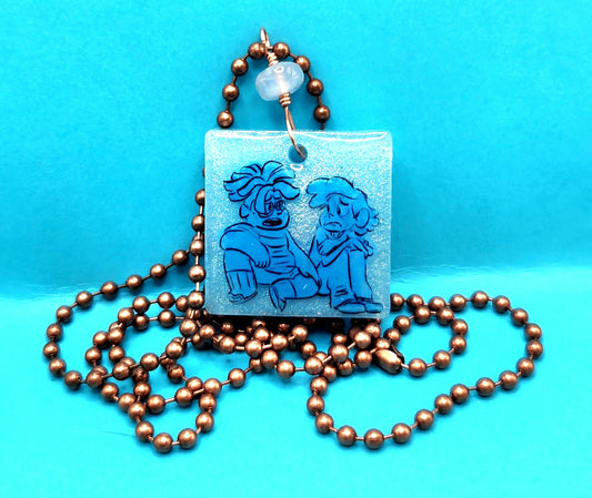 SU "Ghost Boys" Square Necklace - Dark Blue