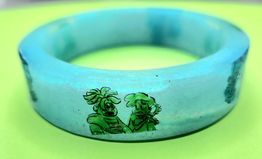 SU "Ghost Boys" Resin Cuff Bracelet - Green & Blue