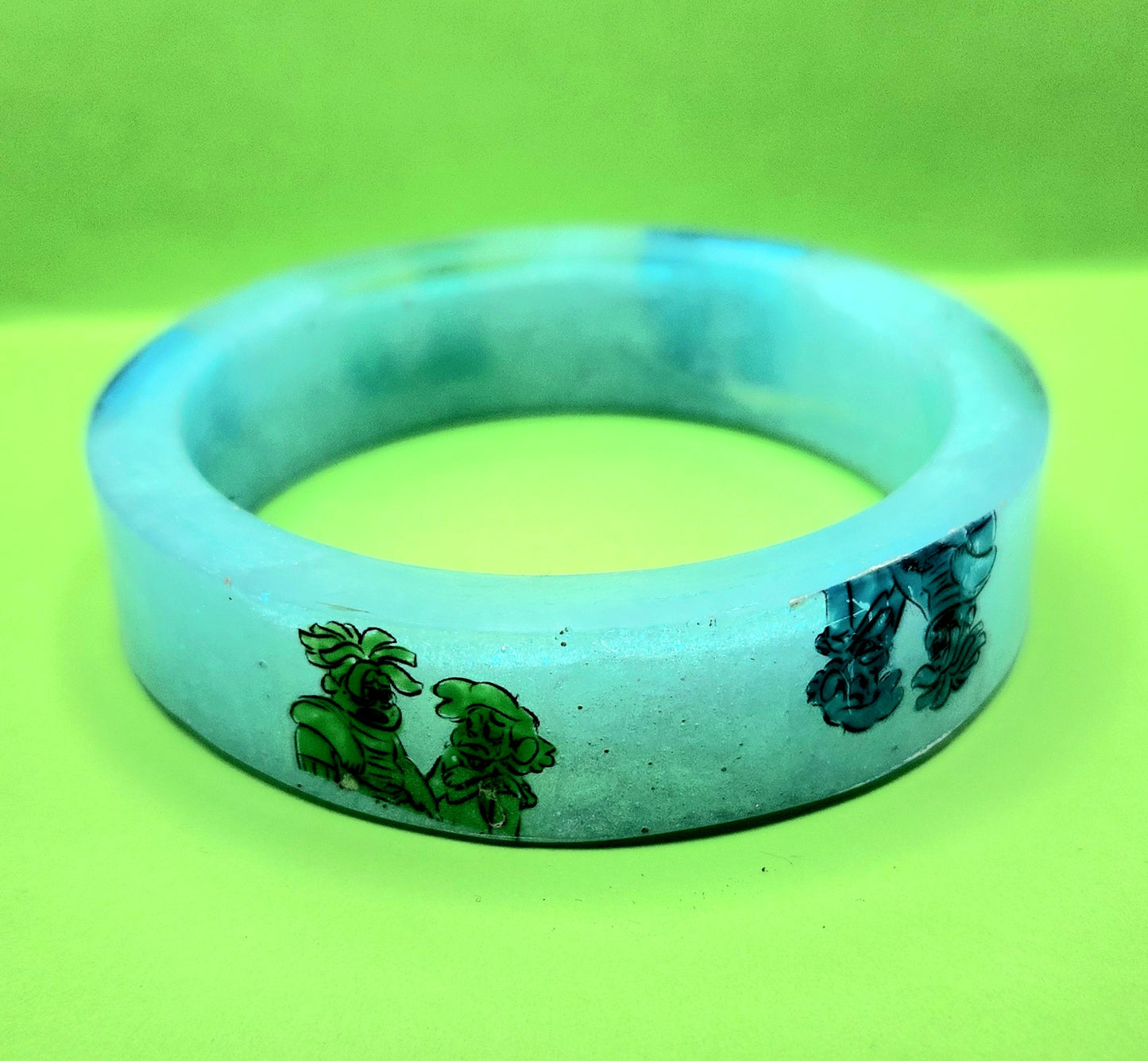 SU "Ghost Boys" Resin Cuff Bracelet - Green & Blue