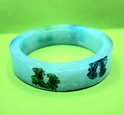 SU "Ghost Boys" Resin Cuff Bracelet - Green & Blue