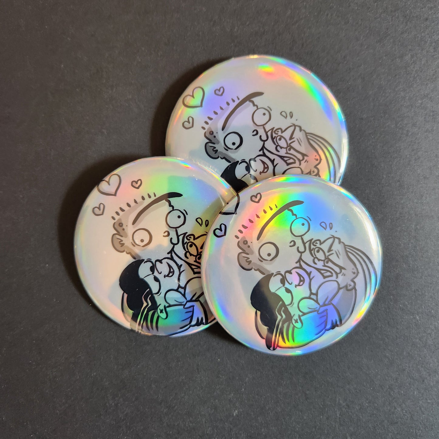 BUTTONS & MIRRORS: 3" "Squished Eds" 3-Button Set!