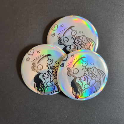 BUTTONS & MIRRORS: 3" "Squished Eds" 3-Button Set!
