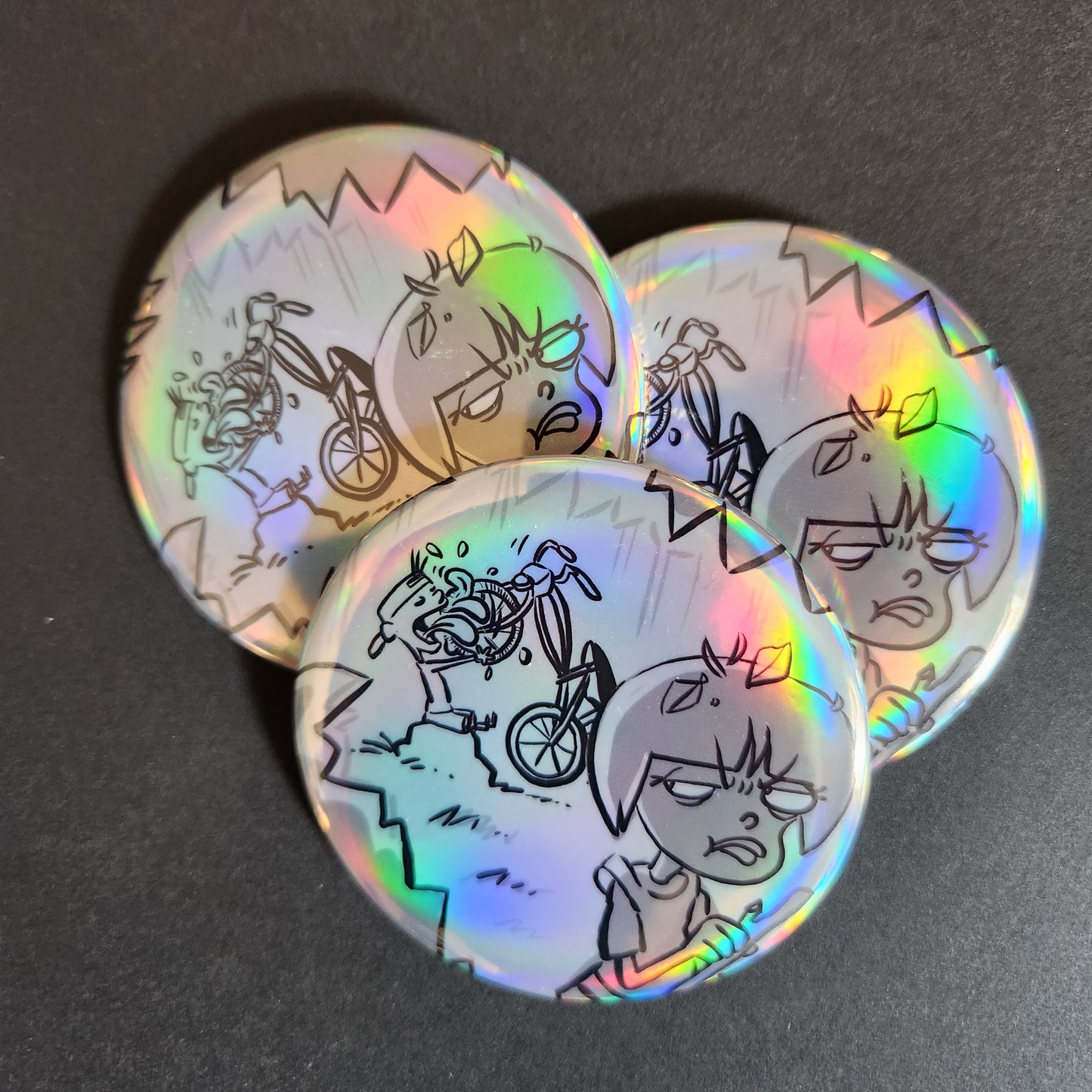 BUTTONS & MIRRORS: 3" "Squished Eds" 3-Button Set!
