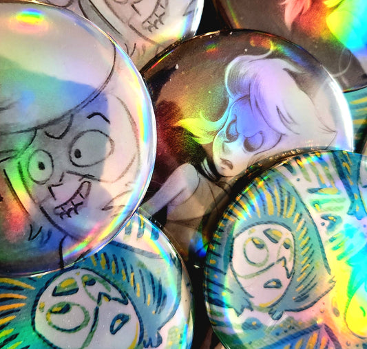 BUTTONS & MIRRORS: 3-inch "Lapis & Peridot" 3-Button Set!