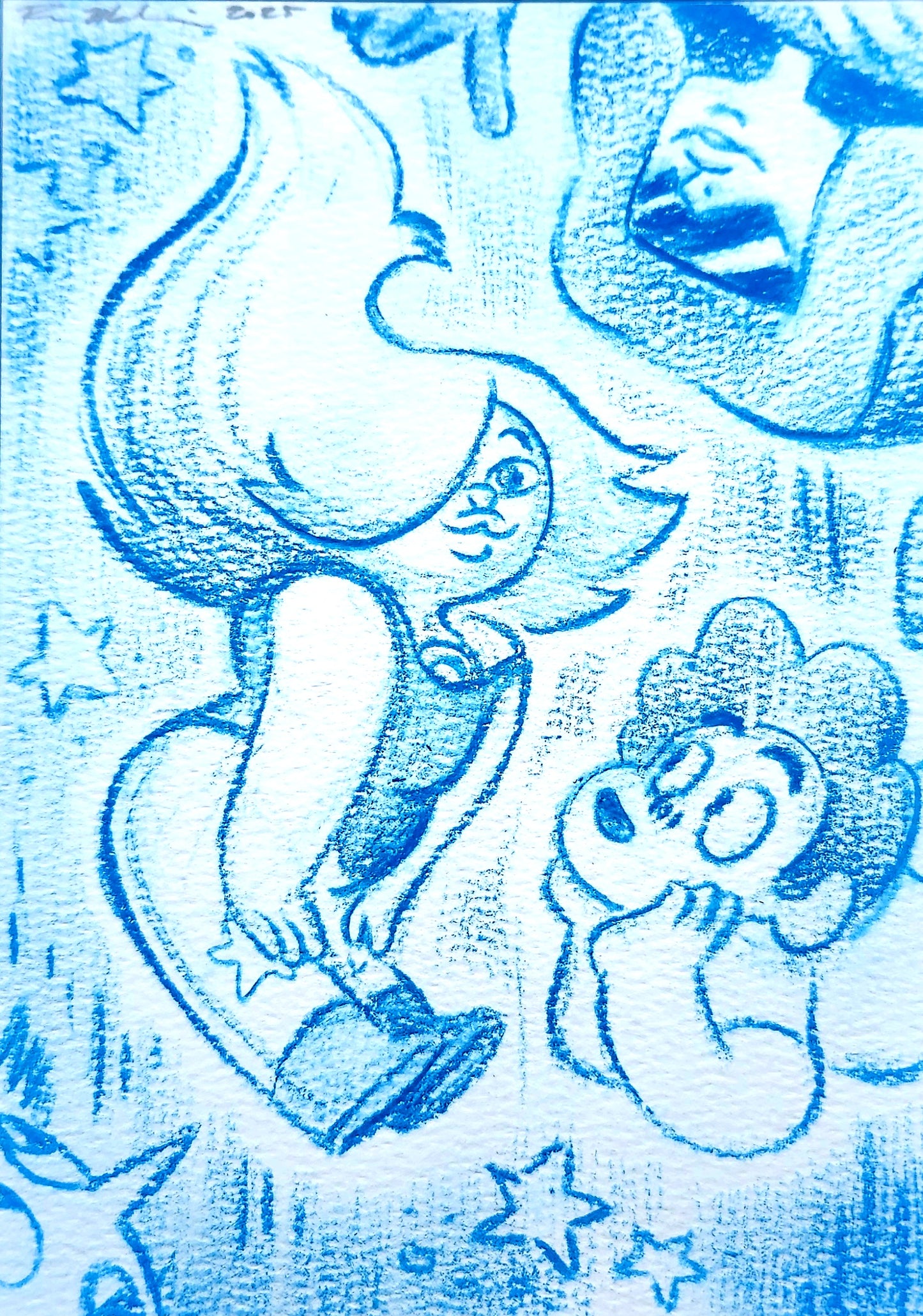 SU "Beautiful-Thyst" Soft Blue Pencil Drawing