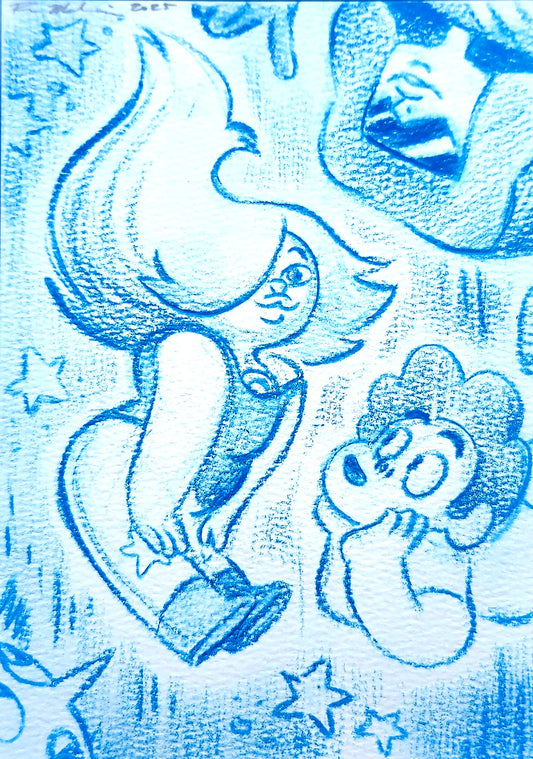 SU "Beautiful-Thyst" Soft Blue Pencil Drawing