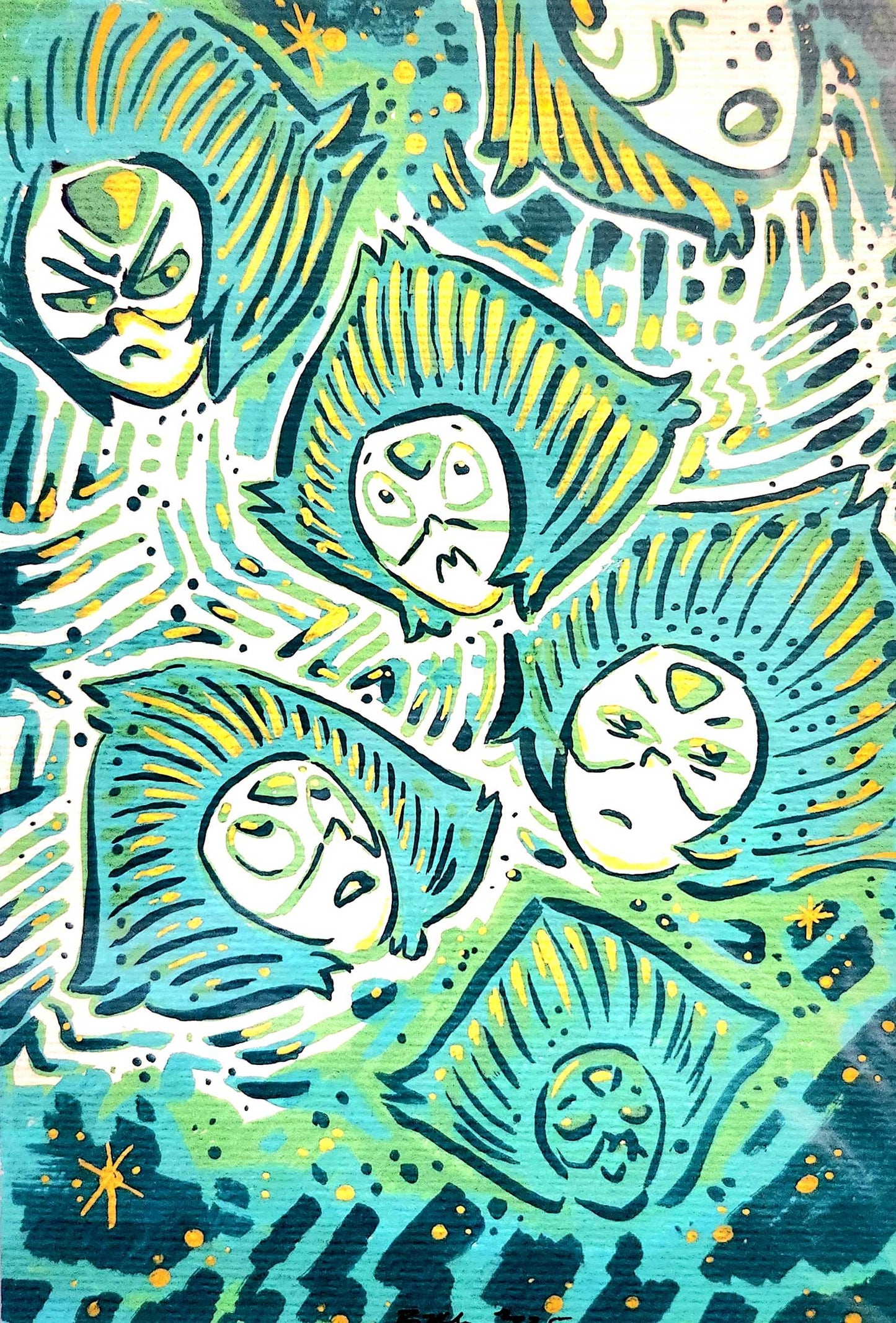 Original "Green Space" Peridot Acrylic Painting on Arches Paper (2025)