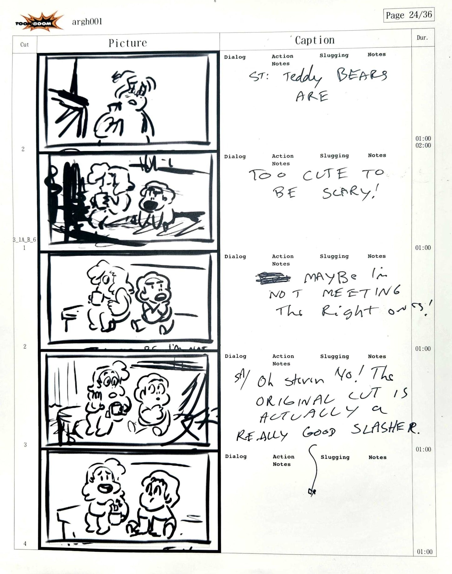 Beach City Horror Club - 9 Page Set - Storyboard Comic/Thumbnails w/Writing