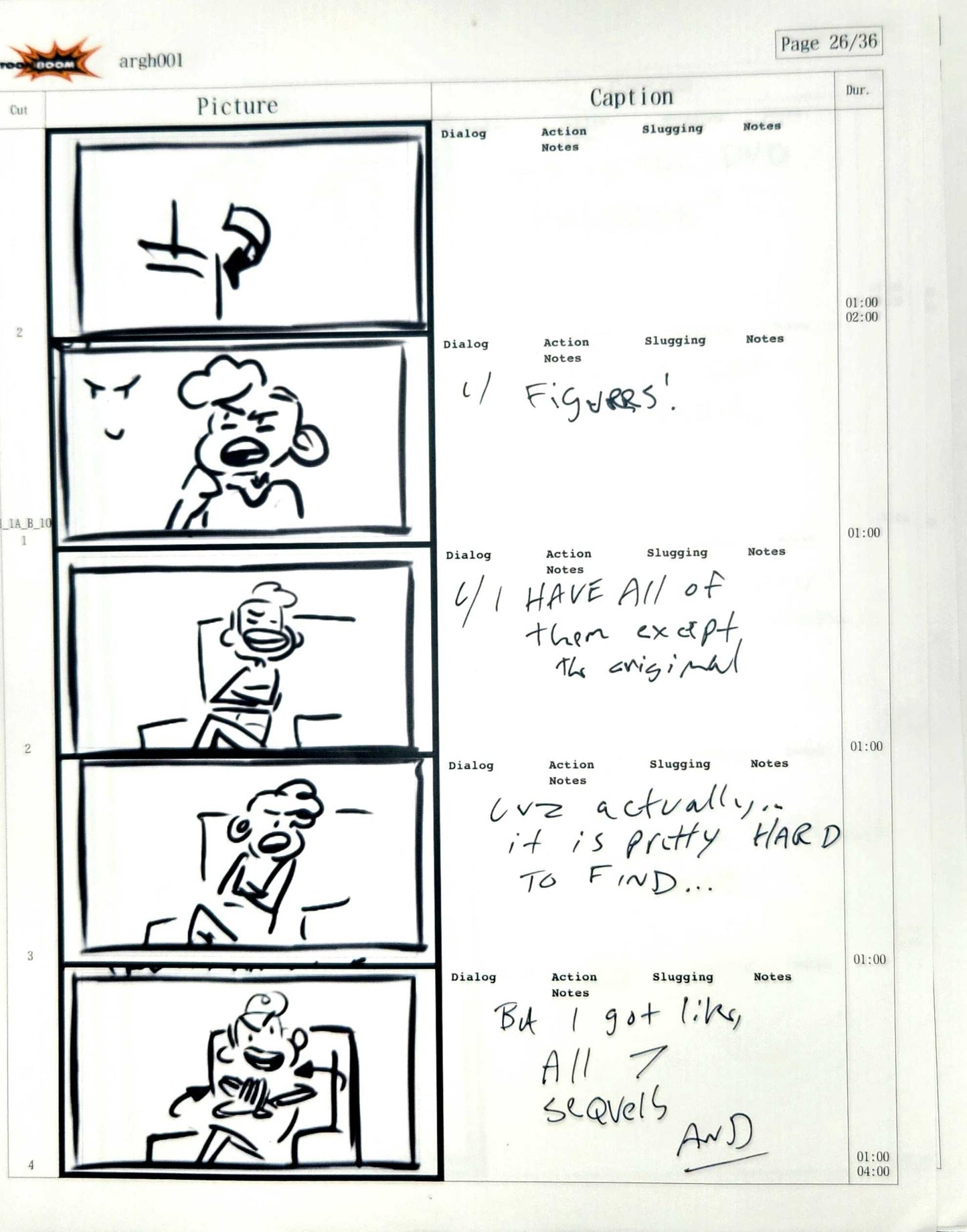 Beach City Horror Club - 9 Page Set - Storyboard Comic/Thumbnails w/Writing