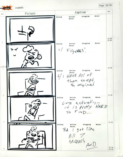 Beach City Horror Club - 9 Page Set - Storyboard Comic/Thumbnails w/Writing