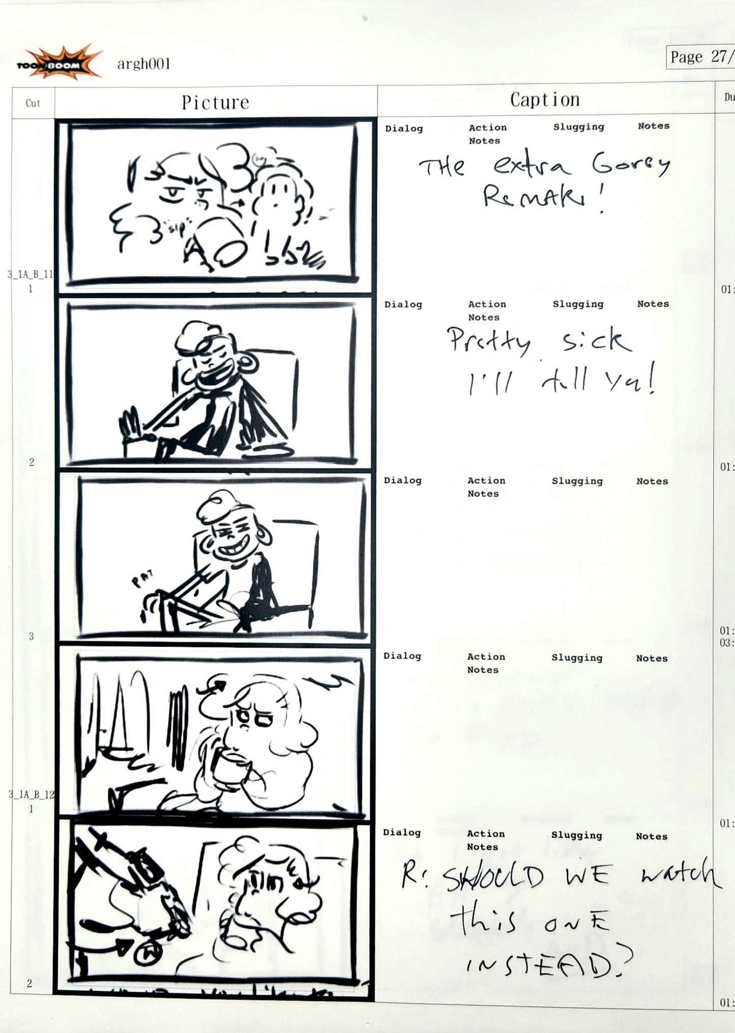 Beach City Horror Club - 9 Page Set - Storyboard Comic/Thumbnails w/Writing