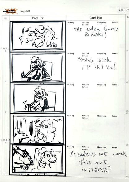 Beach City Horror Club - 9 Page Set - Storyboard Comic/Thumbnails w/Writing