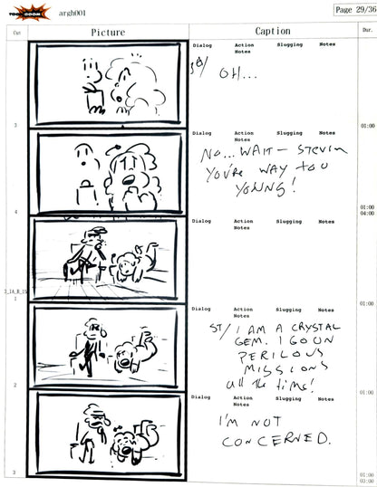 Beach City Horror Club - 9 Page Set - Storyboard Comic/Thumbnails w/Writing