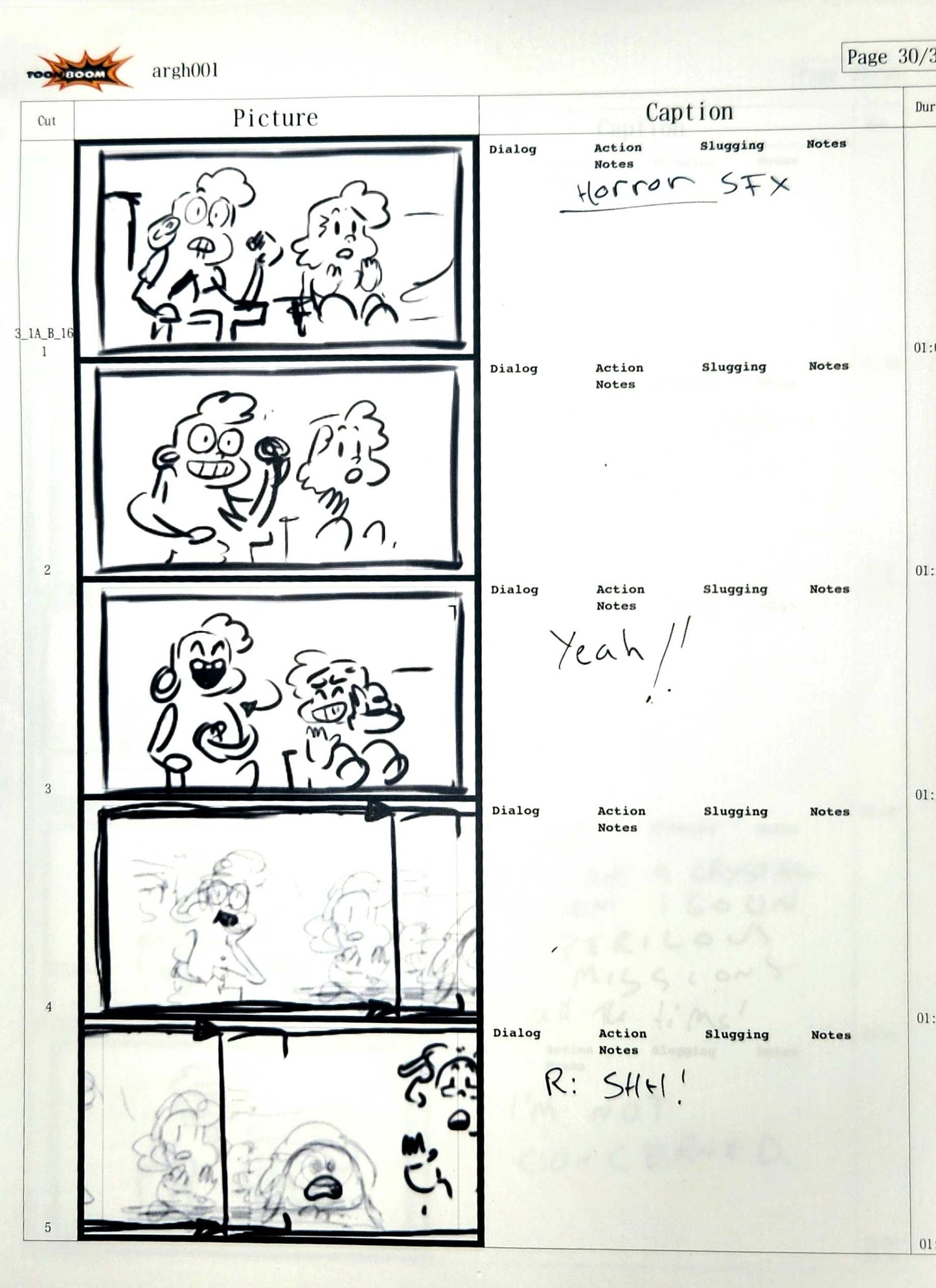 Beach City Horror Club - 9 Page Set - Storyboard Comic/Thumbnails w/Writing
