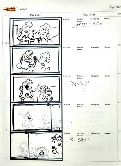 Beach City Horror Club - 9 Page Set - Storyboard Comic/Thumbnails w/Writing